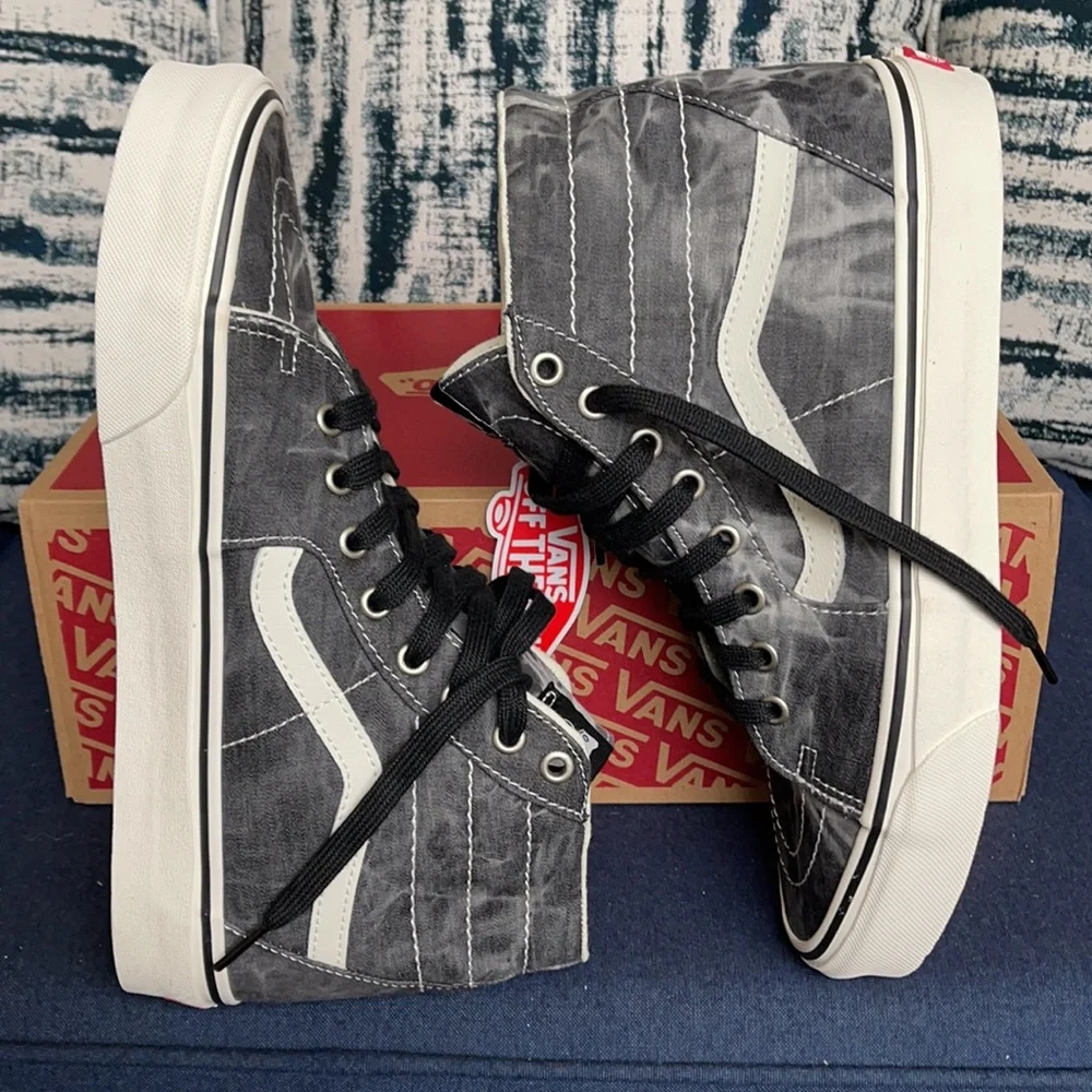 Vans Sk8-Hi Tapered Denim Destroy Black Marshmallow WMNS - Picture 12 of 16